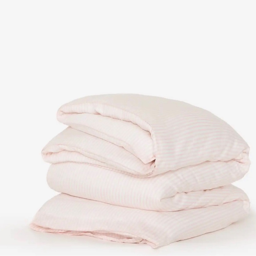Buffy eucalyptus duvet cover blush stripe queen